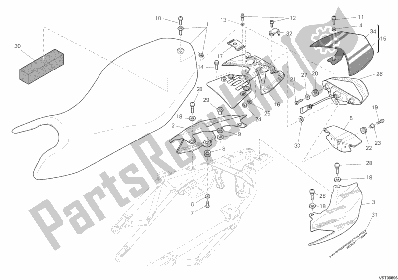 All parts for the Seat of the Ducati Hypermotard 1100 EVO SP 2011